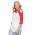 Juniors' So&reg; Cold Shoulder Raglan Tee, Teens, Size: Xl, White