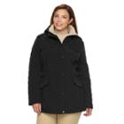 Plus Size Braetan Sherpa Hooded Quilted Jacket, Women's, Size: 3xl, Black