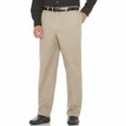 Men's Savane Performance Straight-fit Easy-care Flat-front Chinos, Size: 31x32, Dark Beige