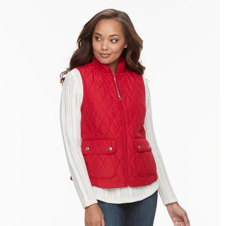 Petite Croft & Barrow&reg; Quilted Vest, Women's, Size: S Petite, Med Red