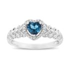 10k White Gold London Blue Topaz & Diamond Accent Heart Ring, Women's, Size: 5