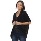 Juniors' Pink Republic Scallop-trim Dolman Cardigan, Teens, Size: Xs, Black