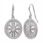 Primrose Sterling Silver Cubic Zirconia Oval Drop Earrings, Women's, White