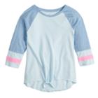 Girls 7-16 So&reg; Tie-front Raglan Varsity Tee, Size: 10, Light Blue