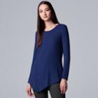 Women's Simply Vera Vera Wang Asymmetrical Top, Size: Large, Dark Blue