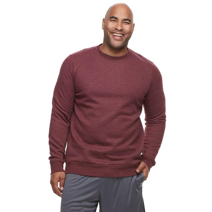 Big & Tall Tek Gear&reg; Regular-fit Ultrasoft Fleece Crewneck Tee, Men's, Size: L Tall, Dark Red