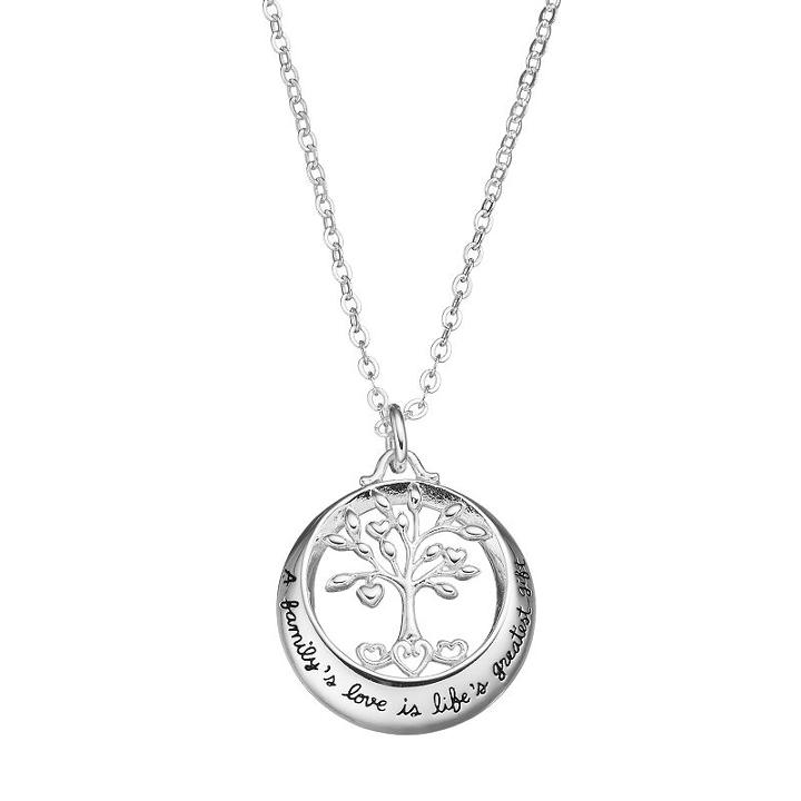 Silver Expressions By Larocks Silver Plated Family Tree Pendant, Women's, Grey