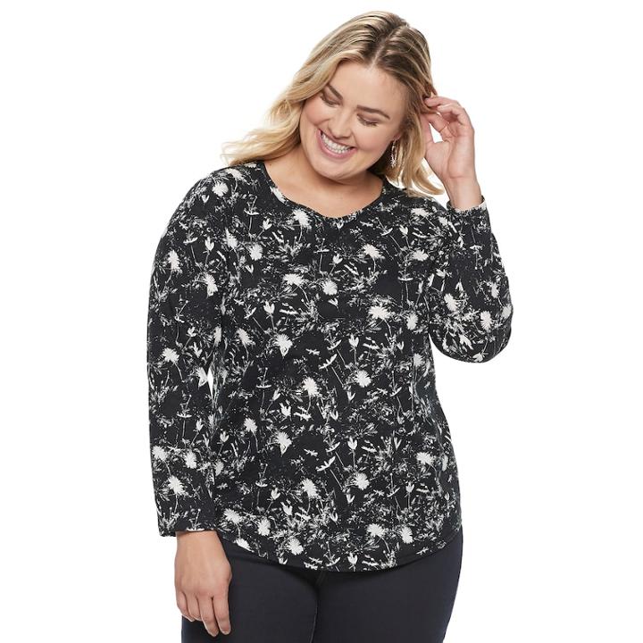 Plus Size Sonoma Goods For Life&trade; Essential Crewneck Tee, Women's, Size: 4xl, Black