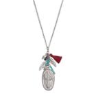 Mudd&reg; Cactus, Feather & Tassel Charm Necklace, Women's, Silver