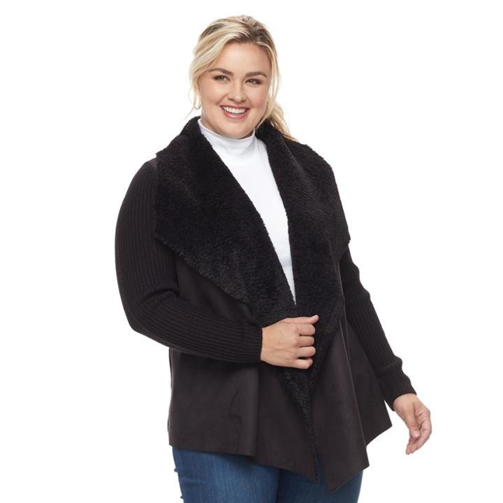 Plus Size Napa Valley Cascade Cardigan, Women's, Size: 3xl, Black