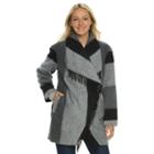 Women's D.e.t.a.i.l.s Plaid Shawl Collar Wool Blend Coat, Size: Medium, Multicolor