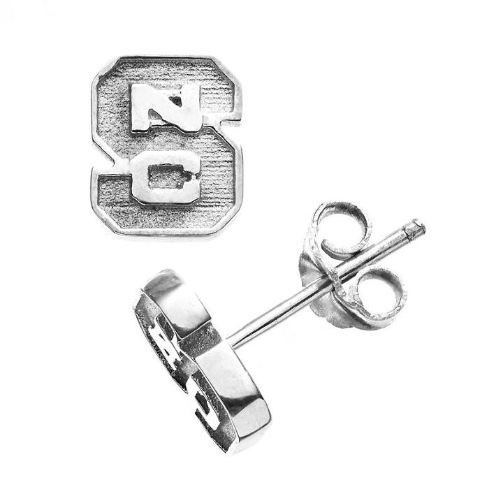 Dayna U North Carolina State Wolfpack Sterling Silver Logo Stud Earrings, Women's, Grey