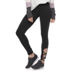 Juniors' So&reg; Strappy Hem Yoga Leggings, Teens, Size: Large, Black