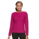 Petite Croft & Barrow Cable Trim Sweater, Women's, Size: M Petite, Med Pink