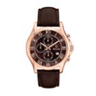 Bulova Rose Gold Tone Stainless Steel Leather Chronograph Watch - 97b120 - Men, Brown