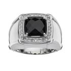 Sterling Silver Onyx And 1/4-ct. T.w. Diamond Ring - Men, Size: 8, Black