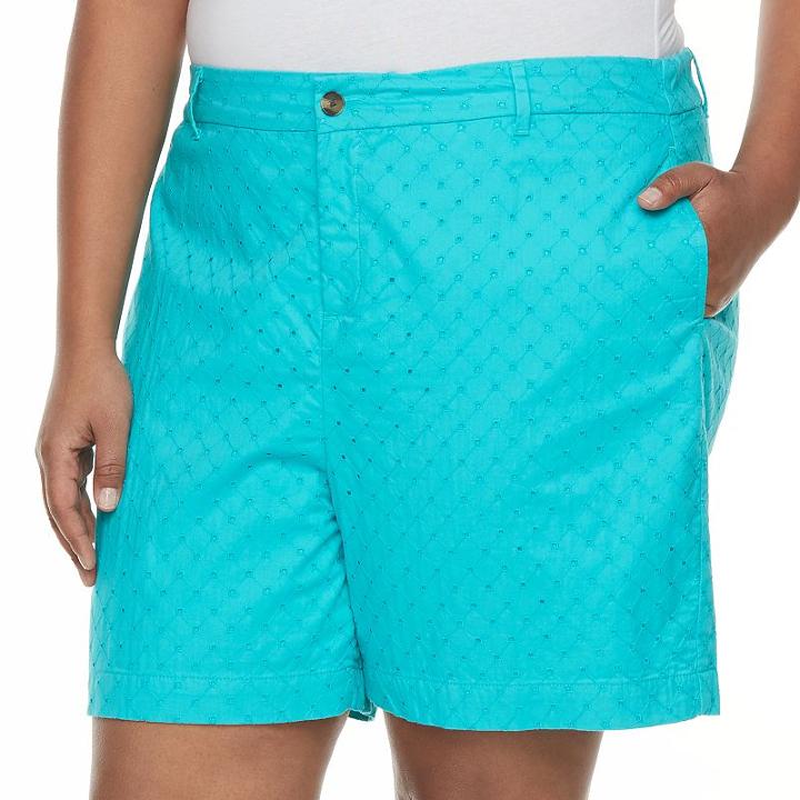 Croft & Barrow, Plus Size &reg; Novelty Shorts, Women's, Size: 18 W, Turquoise/blue (turq/aqua)