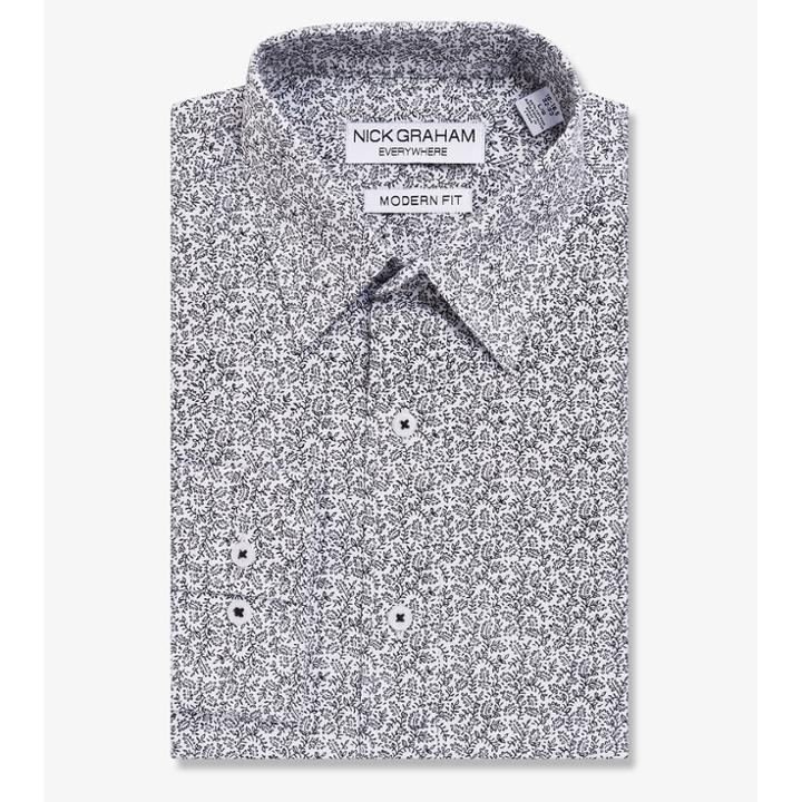 Men's Nick Graham Everywhere Modern-fit Stretch Dress Shirt, Size: M-34/35, Oxford