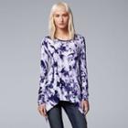 Women's Simply Vera Vera Wang Printed Handkerchief Top, Size: Small, Med Grey