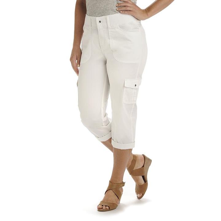Women's Lee Comfort Waist Cargo Twill Capris, Size: 10 Avg/reg, White