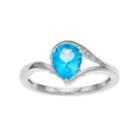 Sterling Silver Swiss Blue Topaz & Lab-created White Sapphire Teardrop Ring, Women's, Size: 6