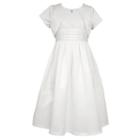 Girls Plus Size Bonnie Jean Matte Satin Dress With Cross Necklace & Shrug Set, Girl's, Size: 20 1/2, White