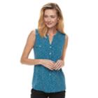 Women's Croft & Barrow&reg; Sleeveless Henley Shirt, Size: Small, Dark Blue