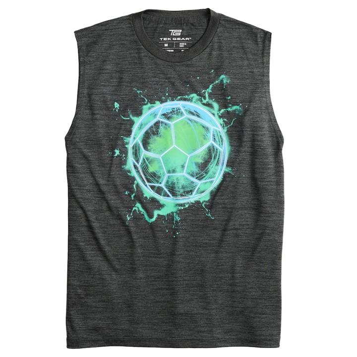 Boys 8-20 Tek Gear&reg; Electric Ball Muscle Tee, Size: Large, Black