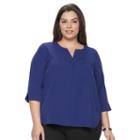 Plus Size Dana Buchman High Low Shirttail Top, Women's, Size: 1xl, Dark Blue