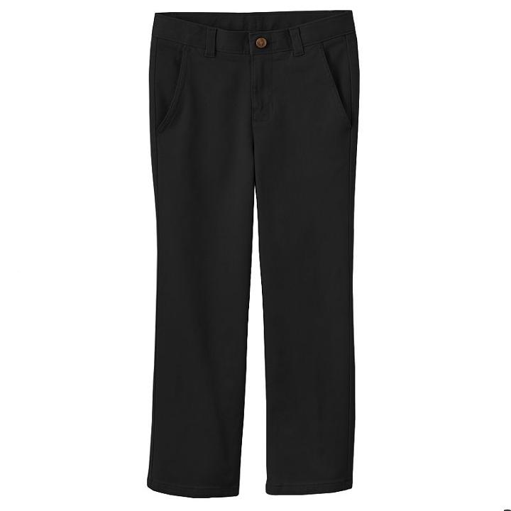 Boys 4-7 Chaps School Uniform Flat Front Twill Pants, Boy's, Size: 7x, Black