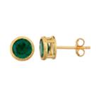 14k Gold Over Silver Lab-created Emerald Milgrain Stud Earrings, Women's, Green