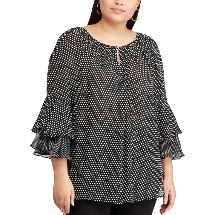 Plus Size Chaps Ruffle Top, Women's, Size: 1xl, Black