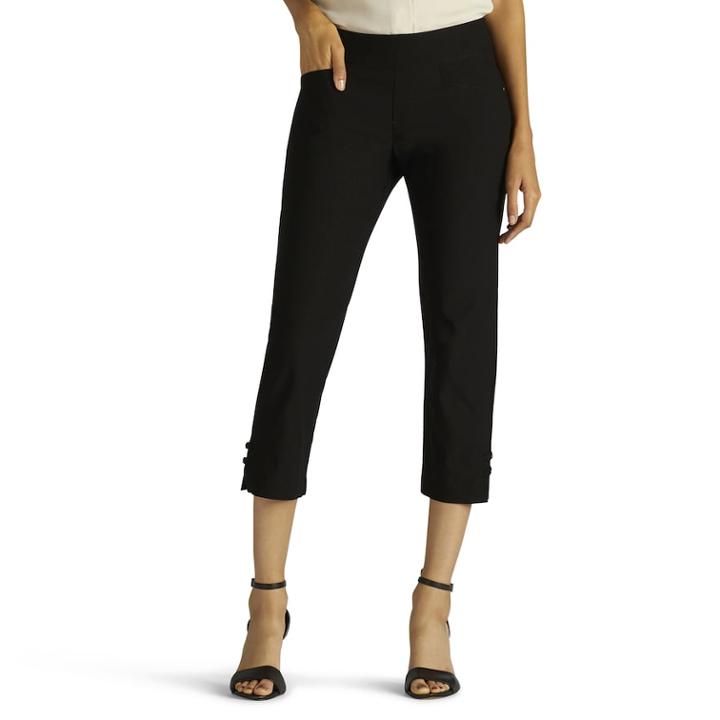 Petite Lee Elena Classic Pull-on Capris, Women's, Size: 6 Petite, Black