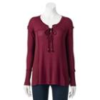 Women's French Laundry Textured Lace-up Tunic, Size: Large, Purple Oth