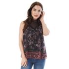 Juniors' Iz Byer California Print Victorian Top, Teens, Size: Xl, Black White Print