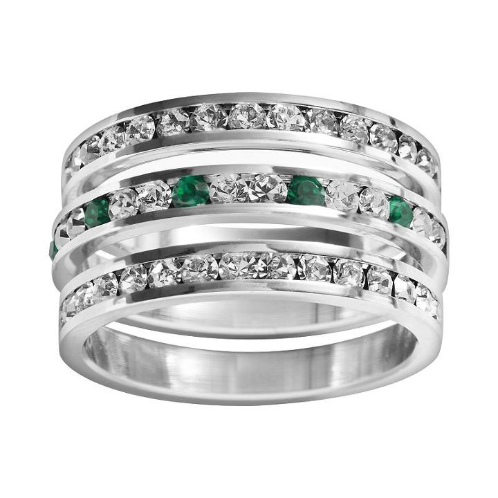 Traditions Sterling Silver Swarovski Crystal Eternity Ring Set, Women's, Size: 8, Multicolor
