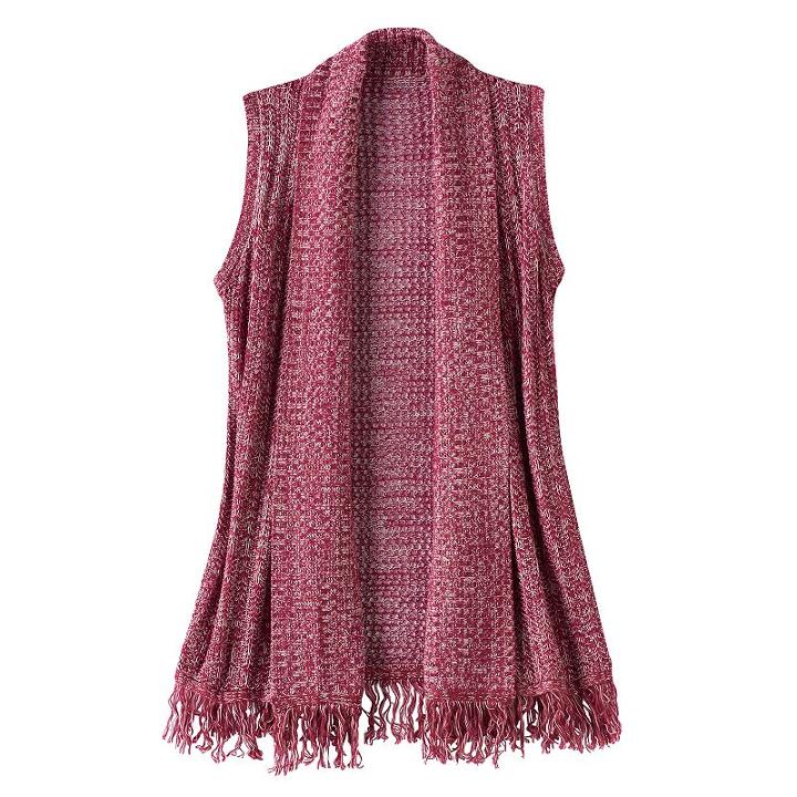 Girls 7-16 Cloud Chaser Fringe Knit Sweater, Size: Medium, Med Red