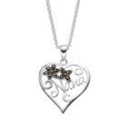 Silver Luxuries Marcasite Nana Flower & Heart Pendant Necklace, Women's, Size: 18, Grey Other