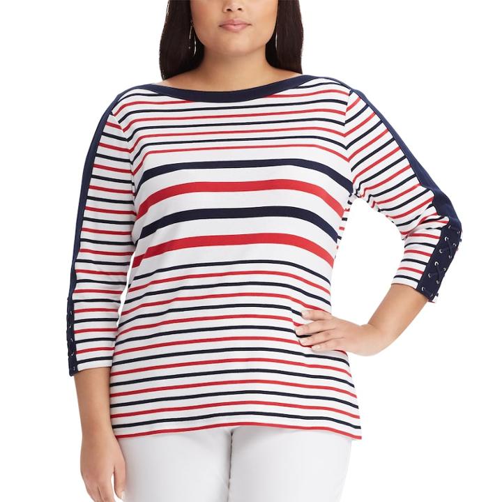 Plus Size Chaps Waffle-knit Boatneck Top, Women's, Size: 1xl, White