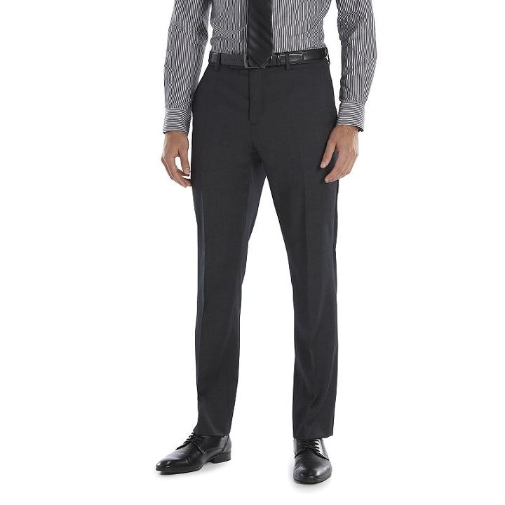 Men's Marc Anthony Slim-fit Wool Black Flat-front Suit Pants, Size: 32x32