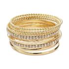 Plus Size Hammered And Twisted Simulated Crystal Bangle Bracelet Set, Adult Unisex, Multicolor