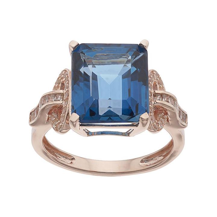 Sterling Silver London Blue Topaz & Lab-created White Sapphire Ring, Women's, Size: 6