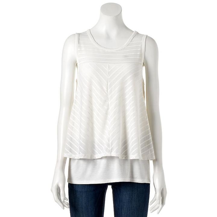Women's Apt. 9&reg; Shadow-stripe Popover Top, Size: Large, White