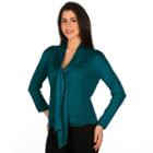 Women's Harve Benard Solid Tie-front Sweater, Size: Small, Turquoise/blue (turq/aqua)