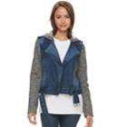 Juniors' Sebby French Terry Motorcycle Jean Jacket, Teens, Size: Large, Blue Other