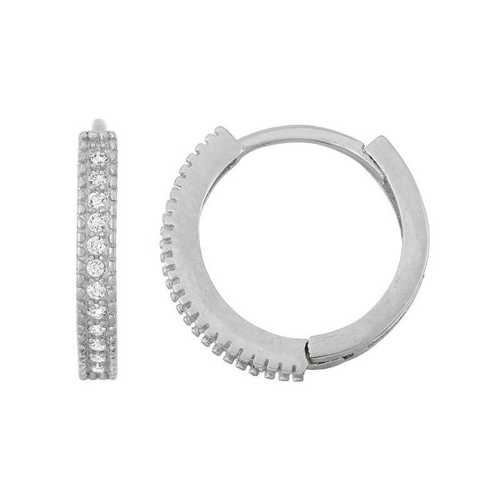 Junior Jewels Kids' Sterling Silver Cubic Zirconia Hoop Earrings, Girl's, White