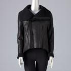 Women's Simply Vera Vera Wang Sherpa Moto Jacket, Size: Xs, Black