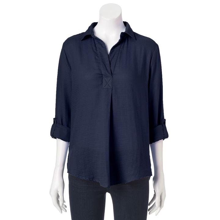Women's Sonoma Goods For Life&trade; Splitneck Top, Size: Xxl, Dark Blue