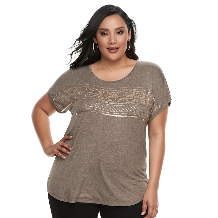 Plus Size Apt. 9&reg; Crewneck Short Sleeve Top, Women's, Size: 4xl, Dark Beige