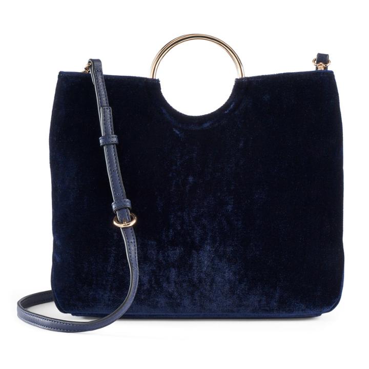 Lc Lauren Conrad Runway Collection Celeste Velvet Ring Crossbody Bag, Women's, Blue (navy)